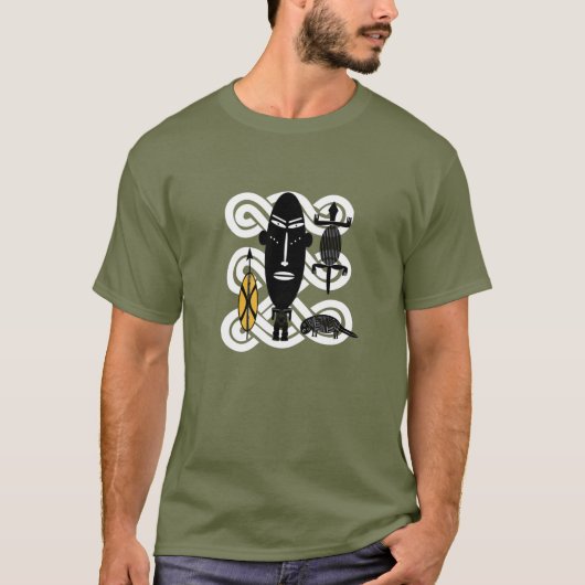 Abstract Afrikaans krijger dieren portret T-shirt (Voorkant)