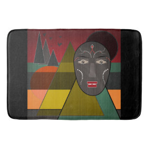 Abstract afrikaans masker in retro kleuren badmat