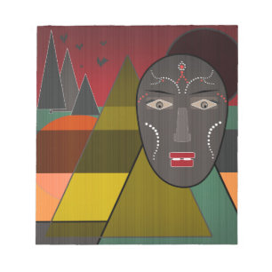Abstract afrikaans masker in retro kleuren notitieblok
