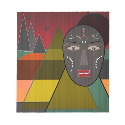 Abstract afrikaans masker in retro kleuren notitieblok (Voorkant)