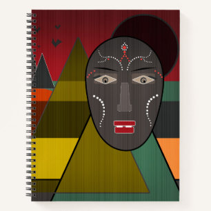 Abstract afrikaans masker in retro kleuren notitieboek