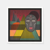 Abstract afrikaans masker in retro kleuren servet (Voorkant)
