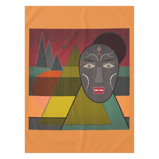 Abstract afrikaans masker in retro kleuren tafelkleed (Voorkant)