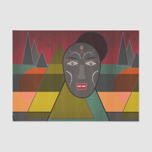 Abstract afrikaans masker in retro kleuren tissuepapier (Voorkant)