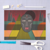 Abstract afrikaans masker in retro kleuren tissuepapier (Craft)