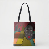 Abstract afrikaans masker in retro kleuren tote bag (Voorkant)