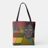 Abstract afrikaans masker in retro kleuren tote bag (Achterkant)