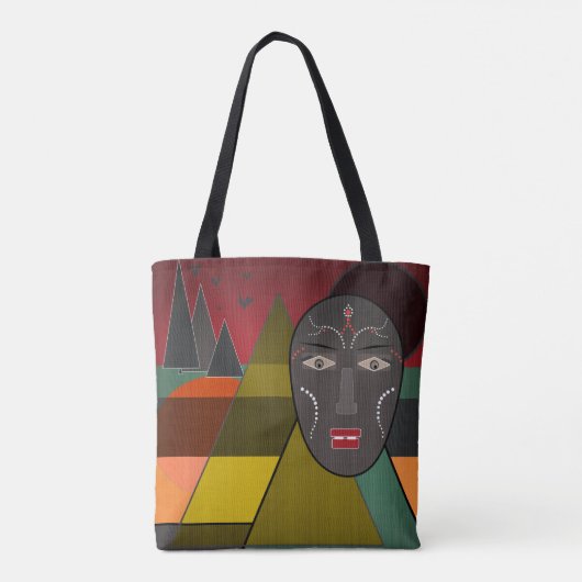 Abstract afrikaans masker in retro kleuren tote bag (Achterkant)
