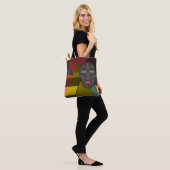 Abstract afrikaans masker in retro kleuren tote bag (Op model)