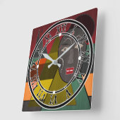 Abstract afrikaans masker in retro kleuren vierkante klok (Hoek)