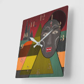Abstract afrikaans masker in retro kleuren vierkante klok (Hoek)