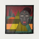Abstract afrikaans masker in retro kleuren wandkleed (Voorkant)