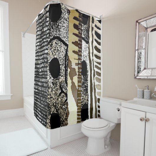 Abstract Afrikaans Oerwoud Tribe Pattern Douchegordijn (In situ)