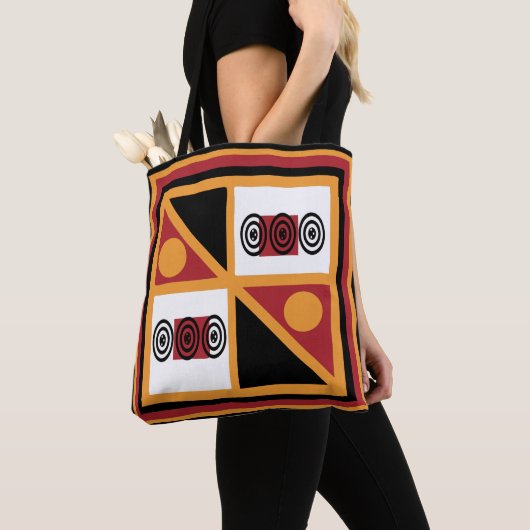 Abstract Afrikaans tribaal geometrisch patroon Tote Bag (Dichtbij)