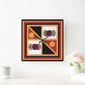 Abstract Afrikaans tribaal geometrisch patroon Vierkante Klok (Huis)