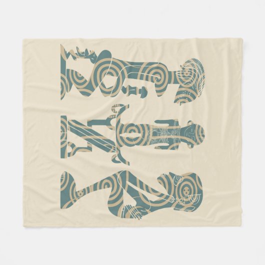 Abstract Afrikaans tribaal portret Fleece Deken (Voorkant (Horizontaal))