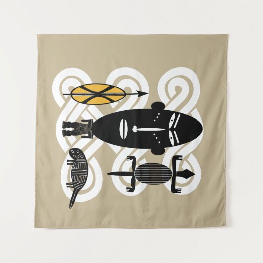 Abstract Afrikaans tribaal portret Wandkleed (Voorkant (horizontaal))