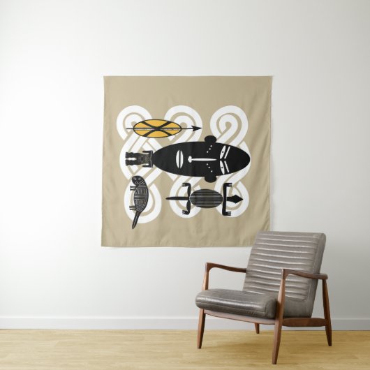 Abstract Afrikaans tribaal portret Wandkleed (In Situ (horizontaal))