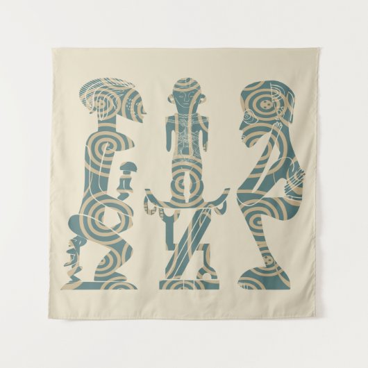 Abstract Afrikaans tribaal portret Wandkleed (Voorkant)