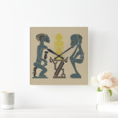 Abstract Afrikaans tribaal ritueel scene kunst Vierkante Klok (Huis)