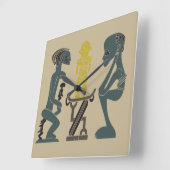Abstract Afrikaans tribaal ritueel scene kunst Vierkante Klok (Hoek)