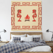 Abstract Afrikaans tribaal ritueel tafereel Canvas Afdruk (Insitu (Slaapkamer))