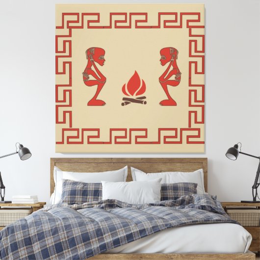 Abstract Afrikaans tribaal ritueel tafereel Canvas Afdruk (Insitu (Slaapkamer))