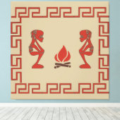 Abstract Afrikaans tribaal ritueel tafereel Canvas Afdruk (Insitu (Houten vloer))