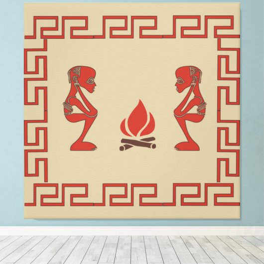 Abstract Afrikaans tribaal ritueel tafereel Canvas Afdruk (Insitu (Houten vloer))