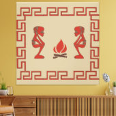 Abstract Afrikaans tribaal ritueel tafereel Canvas Afdruk (Insitu (Woonkamer))