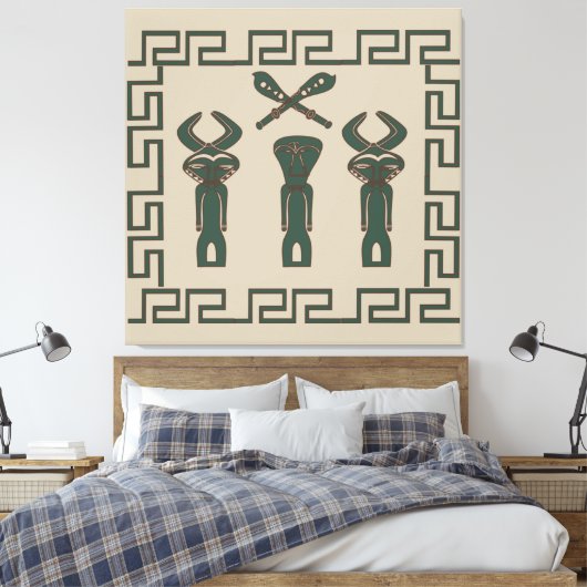 Abstract Afrikaans tribaal ritueel tafereel Canvas Afdruk (Insitu (Slaapkamer))