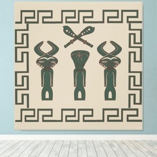Abstract Afrikaans tribaal ritueel tafereel Canvas Afdruk (Insitu (Houten vloer))