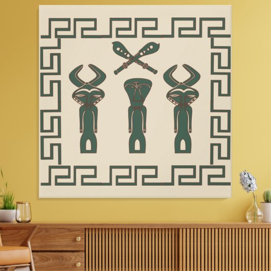 Abstract Afrikaans tribaal ritueel tafereel Canvas Afdruk (Insitu (Woonkamer))