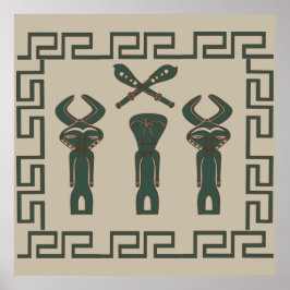 Abstract Afrikaans tribaal ritueel tafereel Poster