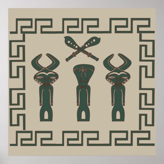 Abstract Afrikaans tribaal ritueel tafereel Poster (Voorkant)