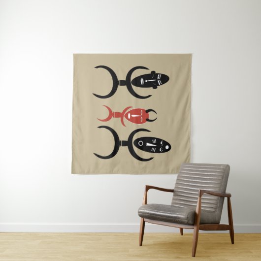 Abstract Afrikaans tribal dansen mensen Wandkleed (In Situ (horizontaal))