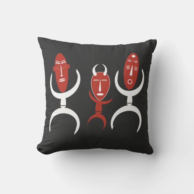 Abstract afrikaans tribal dansen portret kussen (Voorkant)