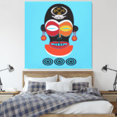 Abstract afrikaans tribal kleurrijk masker canvas afdruk (Insitu (Slaapkamer))