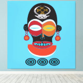Abstract afrikaans tribal kleurrijk masker canvas afdruk (Insitu (Houten vloer))