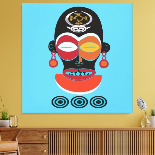 Abstract afrikaans tribal kleurrijk masker canvas afdruk (Insitu (Woonkamer))