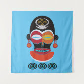 Abstract afrikaans tribal kleurrijk masker wandkleed (Voorkant)