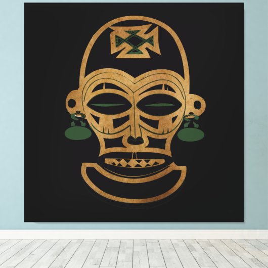 Abstract Afrikaans tribal masker tekening Canvas Afdruk (Insitu (Houten vloer))