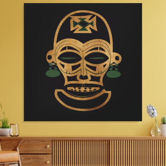 Abstract Afrikaans tribal masker tekening Canvas Afdruk (Insitu (Woonkamer))