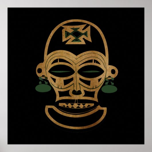 Abstract Afrikaans tribal masker tekening Poster (Voorkant)