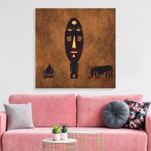 Abstract Afrikaans tribal scene kunst Canvas Afdruk (Insitu (Woonkamer))