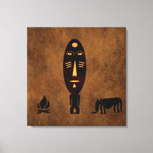 Abstract Afrikaans tribal scene kunst Canvas Afdruk