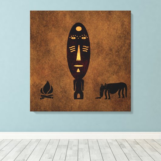 Abstract Afrikaans tribal scene kunst Canvas Afdruk (Insitu (Houten vloer))
