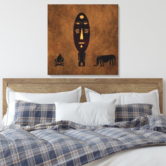 Abstract Afrikaans tribal scene kunst Canvas Afdruk (Insitu (Slaapkamer))