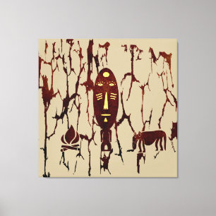 Abstract Afrikaans tribal scene kunst Canvas Afdruk