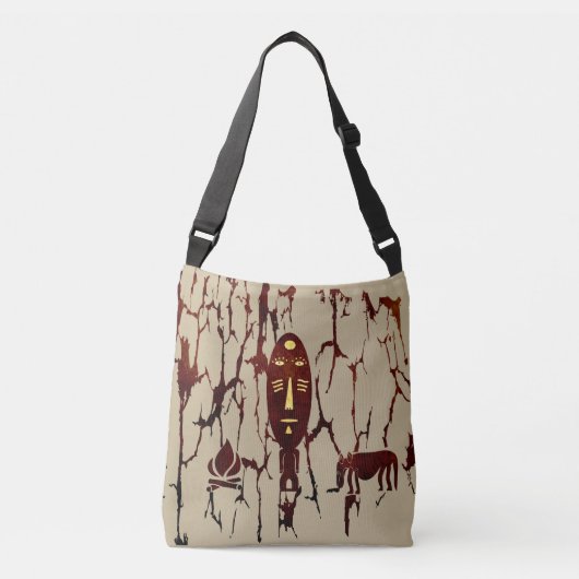 Abstract Afrikaans tribal scene kunst Crossbody Tas (Voorkant)